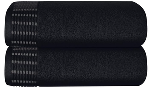 lot 17906 image: Malloni Home Black Knit Throw Blanket w Stripe Detail 2 Pack