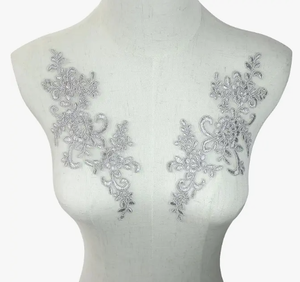 lot 18163 image: Decorative Embroidered Lace Appliqu� Patch Set Gray