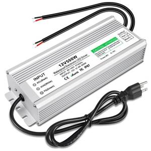 lot 1135 image: 12V DC 500W LED Driver Low Voltage Transformer, IP67 Waterproof LED Power Supply, Adapter with 3-Prong Plug 3.3 Feet Cable for Any 12V DC led Lights, Computer Project, Outdoor Light