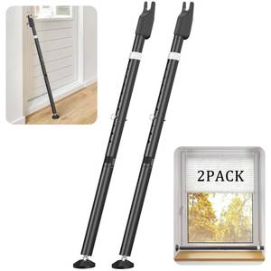lot 1186 image: Sliding Door Security Bar and 2-in-1 Sliding Glass Door Stoppers Security for Patio, Home, Hotel Door Stick Security��2Pack Black��