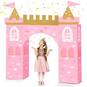 lot 1216 image: Bucherry 13 Pcs Princess Birthday Party Decor Pink Large Castle Backdrop