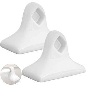 lot 1244 image: IWIWE 2 Pcs White Ceramic & Porcelain Towel Bar Brackets - Vintage Retro Towel Rack Post Holder  Mid Century Modern Bathroom & Kitchen Accessory, Flat Back, Rod Not Included