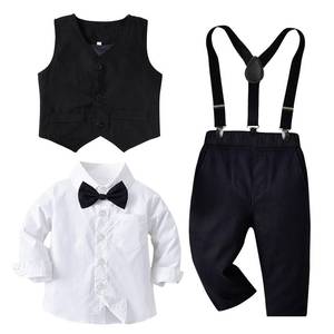 lot 2304 image: Toddler Baby Boy Clothes Suit 5Pcs Gentleman Wedding Party Outfits��Formal DressShirtBowtieVestSuspender Pants,12M-5T