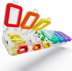 lot 2329 image: Fullicon Moisture Proof Pill Organizer 7 Day, Pill Box, Rainbow Clear