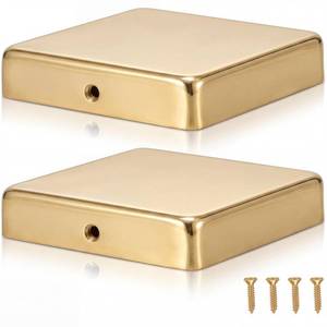 lot 2347 image: Tandefio 2 Pcs 4x4 (Actual 3.5x3.5) Fence Post Caps Solid Brass Flat Decking Caps with Screw Golden Brass Bed Post Cap for Wood Fence Deck Corridors Mailbox Posts End Cover