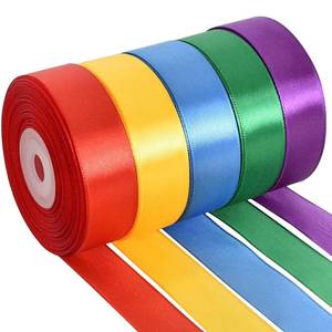 lot 2348 image: TONIFUL 1 Inch x 125 Yards 5 Colors Satin Ribbon Rolls, Mixed Bright Dark Gorgeous Color Set Fabric Ribbon for Gift Wrapping Embellish Wedding Birthday Party Decoration Bow Making Floral Craft Sewing