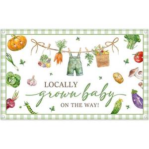 lot 2357 image: ZTHMOE Fabric 72x43inch Locally Grown Baby Shower Backdrop