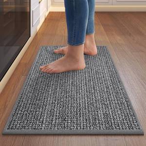 lot 2358 image: QiCaiJia Kitchen Rugs Non Slip Washable Kitchen Mats for Floor Grey 17x29
