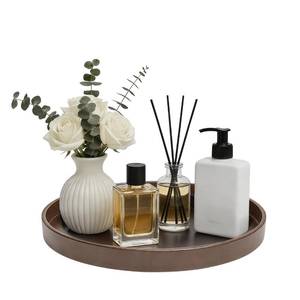lot 2363 image: Blaucasa 1 Pack 10 Bathroom and Vanity Tray, ABS Bathroom Counter Organizer, Coffee Table Decor for Perfume, Candles, Keys &More. Kitchen Countertop Organizer, Decorative Tray Soap Holder, Brown