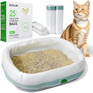 lot 2369 image: 36 PACK Litter Box Liners Large (37 x 18) - Thick Leak-Proof Drawstring Bags for Easy Clean Up, Jumbo Cat Litter Pan Liners Kit (36)