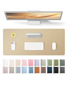 lot 2372 image: YSAGi Leather Desk Pad Protector, Office Desk Mat, Large Mouse Pad, Non-Slip PU Leather Desk Blotter, Laptop Desk Pad, Waterproof Desk Writing Pad for Office and Home (Gold, 23.6 x 13.8)