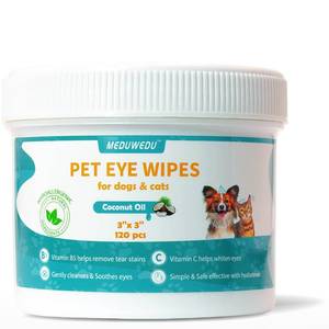 lot 2375 image: MEDUWEDU Eyes Wipes for Dogs & Cats 120 Counts, Grooming Kit Care for Dogs and Cats, Prevent Tear Stains, Eye Debris, Discharge, Mucus Secretions,Coconut Scent