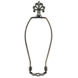 lot 2384 image: A 9IN Detachable Lamp Shade Harp Holder with Bronze Flower Lamps Finials