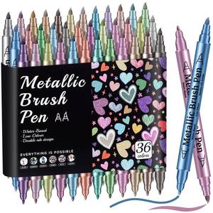 lot 2386 image: Prudiut 36 Metallic Acrylic Paint Markers, Dual Tip, for Rock Crafts