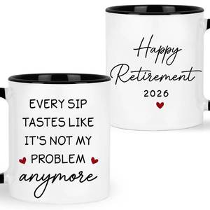 lot 2390 image: Retirement Gifts For Men, Women, Teacher, Coworker - Funny Retired Coffee Mug - Not My Problem Cup - Ideas for Friend, Colleague, Boss For Retired, Birthday, Christmas Presents