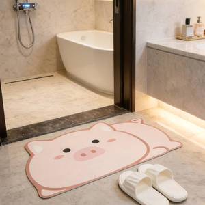 lot 2392 image: Tyrafry Cute Animals Bath Mat, Quick Dry and Absorbent Microfiber Bath Rug, Non-Slip Rug with Rubber Backing, Modern Floor Mat for Bathroom, Shower, Sink Side, Pink, 17x25