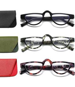 lot 2395 image: Hubeye 3 Pack Half Moon Frame Reading Glasses,Retro Small Semi Readers 2.5
