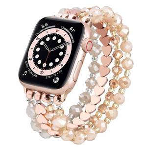 lot 2403 image: VISOOM Beaded Bracelet Compatible for Apple Watch Band 40mm38mm41mm42mm Series 12 11 10 7 SE Series 654 Women Fashion Cute Handmade Elastic Stretchy Watch Strap for iWatch Bands 321
