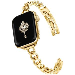lot 2406 image: Newlibery Slim Gold Band Women Feminine Elegant Compatible with Apple Watch 42(S321)44454649mm Adjustable Metal Strap Dressy Chain Bracelet for iWatch Series 121110987654321SEUltra