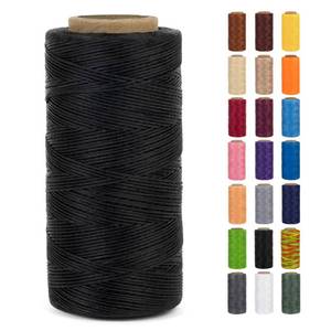 lot 2418 image: LEREATI 0.8mm Waxed Thread for Leather Sewing, 284 Yards, 150D Flat Wax String, Waxed Cord for Bracelet Making, Bookbinding, Shoe Repairing, Leather Projects, DIY Crafts (Black)