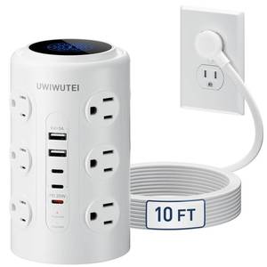 lot 2421 image: A 10FT Tower Power Strip with Dedicated 20W PD USB-C Port