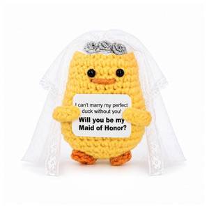 lot 2427 image: WARMALL Bridesmaid Proposal Gifts Positive Mood Gifts Ideas Handmade Crochet Duck with Veil Beaded Glasses Cute Emotional Support Gift for Bridesmaid Wedding Party Favors Keepsake (Maid of Honor)