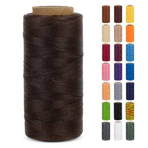 lot 2429 image: LEREATI 0.8mm Waxed Thread for Leather Sewing, 284 Yards, 150D Flat Wax String, Waxed Cord for Bracelet Making, Bookbinding, Shoe Repairing, Leather Projects, DIY Crafts (Light Coffee)