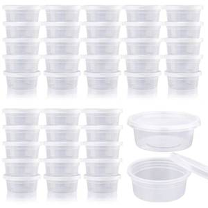 lot 2438 image: Augshy Small Slime Containers With Lids, 50 Pack Hawaiian Shaved Ice Mold Jello Shot Cups Condiment Containers Plastic Portion Cups with Lids for Salad Dressing Food Storage Containers (2 oz)