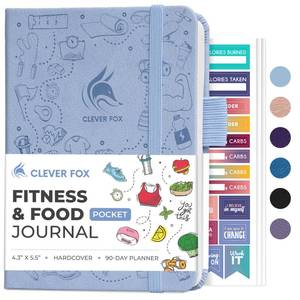 lot 2441 image: Clever Fox Fitness & Food Journal, Workout Planner, 4.2x5.7 Periwinkle