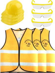 lot 2485 image: Puteraya 9 Pcs Kids Construction Worker Costume Engineer Dress Up Set Construction Vest Hard Hat Goggles for Kids Occupation Halloween Birthday
