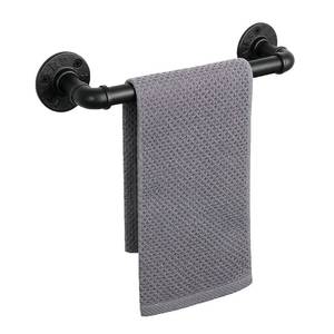 lot 2493 image: Jeasor Industrial Pipe Towel Rack Towel Bar, Heavy Duty Wall Mounted Rustic Farmhouse Bath Towel Holder for Bathroom (Black, 12 inch)