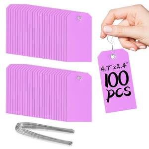 lot 2495 image: 100 Plastic Shipping Tags - Waterproof, Durable, Light Purple, 4 34 x 2 38