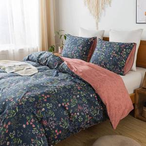 lot 7437 image: HoneiLife Queen Duvet Cover Set - 100% Cotton Floral Duvet Cover Sets,Soft & Breathable with Zipper Closure & Corner Ties,3pcs Wildflower Comforter Cover Sets- Flower Sea