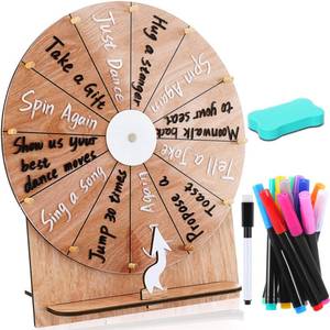 lot 7446 image: Memorywuu 11.4 Inch Prize Wheel Wooden Spinner with Stand,Wood Color