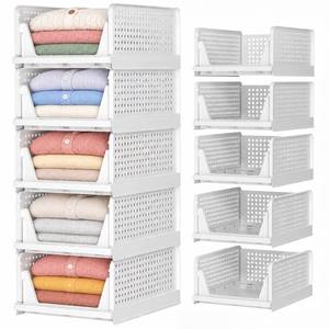 lot 7453 image: SNSLXH Closet Organizers and Storage, 5 Pack Stackable Closet Bins