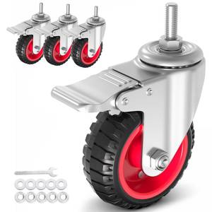 lot 7455 image: Homhoo 3 inch Threaded Stem Casters Wheels 38,Set of 4 Heavy Duty