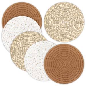 lot 8135 image: Trivets for Hot Dishes, Pots and Pans, 8 Inches Hot Pads 6 Pcs, Pot Holders for Kitchen, Heat Resistant Mat Protect Counter, Coasters Set Home Essentials Farmhouse Decor (Mix Brown)