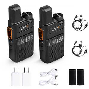 lot 8147 image: KSUN Walkie Talkies with Earpiece and Mic 22 Channels Drop-Resistant, Mini Long Range Display VOX 4000mAh Rechargeable Battery Small Gifts for Kids Hiking Camping M6 (2 Pack)