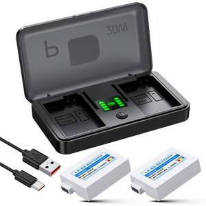 lot 8173 image: LP-E8 Battery 1600mAh (2-Pack) with PD 20W USB Fast Charger & LED Display