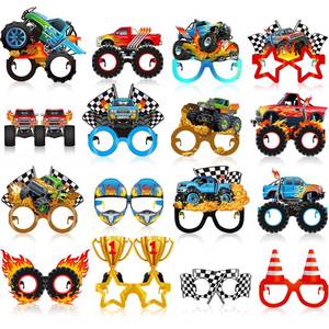 lot 8181 image: Jenaai 32 Pcs Monster Truck Party Photo Booth Props Paper Eyeglasses Decor
