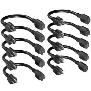 lot 8208 image: Skrizcable 163 Short Extension Cord 8In 10Pc, Black Extension Cord Indoor