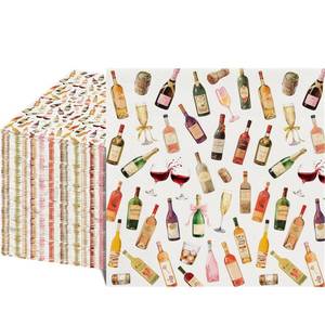 lot 8240 image: 80 Pcs Cocktail Napkins - Decorative 6.5x6.5 Inch Disposable Paper Luncheon Napkins with Watercolor Wine Prints for Cocktail Party, Bachelorette, Birthday, Wine Party, Bathroom Hand Towels