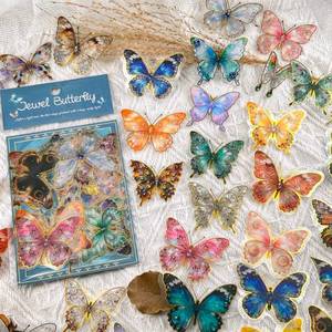 lot 8247 image: 50PCS Gold Foil Vintage Butterfly Stickers - Clear Waterproof Aesthetic Nature Insect Scrapbook Stickers for Journaling Planner DIY Crafts Laptop Decoration