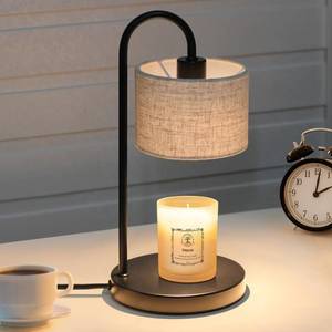 lot 9213 image: FINCMY Candle Warmer Lamp with Timer, Dimmable Candle Wax Warmer Electric Candle Warmer with Replacement Bulbs, Bedroom Home Decor Compatible with Various Candles (Linen)