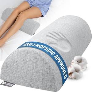 lot 9223 image: 5 STARS UNITED Knee Pillow for Back Sleeping �� Half Moon Bolster Pillow for Legs, Under Knee Pillow for Sleeping on Back, Memory Foam Leg Pillow for Back Pain, Natural Gray