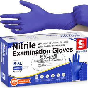 lot 9225 image: Schneider Medical Nitrile Exam Gloves, Powder & Latex Free, Darkblue 300 Ct