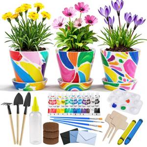 lot 9227 image: Kids Gardening Set Paint and Plant Flower Gardening Kit with 3 Pots, Kids Garden Flower Growing Kit Arts and Crafts Toys Gifts for Girls Boys Children Toys Gift for Girls Boys Ages 5 6 7 8 9 10 11 12