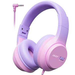 lot 10271 image: Acer Kids Headphones, 748594dB Volume Limiter, Foldable Wired Over Ear Headphones for Travel, 3.5mm Jack, Toddler Headphones for School, iPad, Chromebook, Tablet, Pink Purple