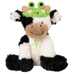 lot 12384 image: Hopearl Plush Cow Toy with Removable Frog Hat, 9 Inch