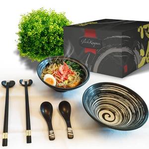 lot 13091 image: Ramen Bowl Set 8-Piece Ceramic